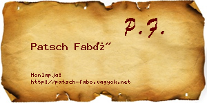 Patsch Fabó névjegykártya